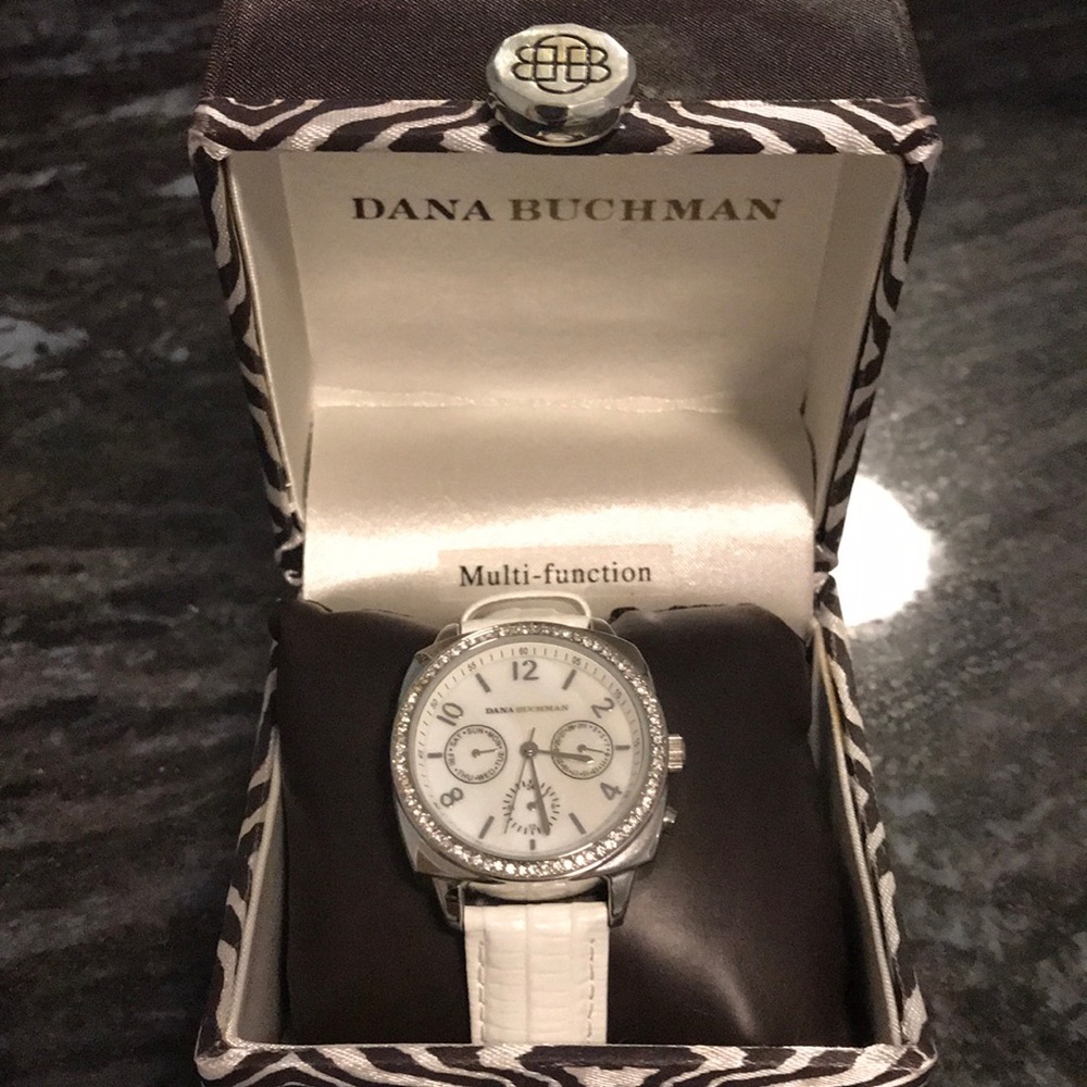 Dana Buchanan StainlessSteel Genuine Leather Watch